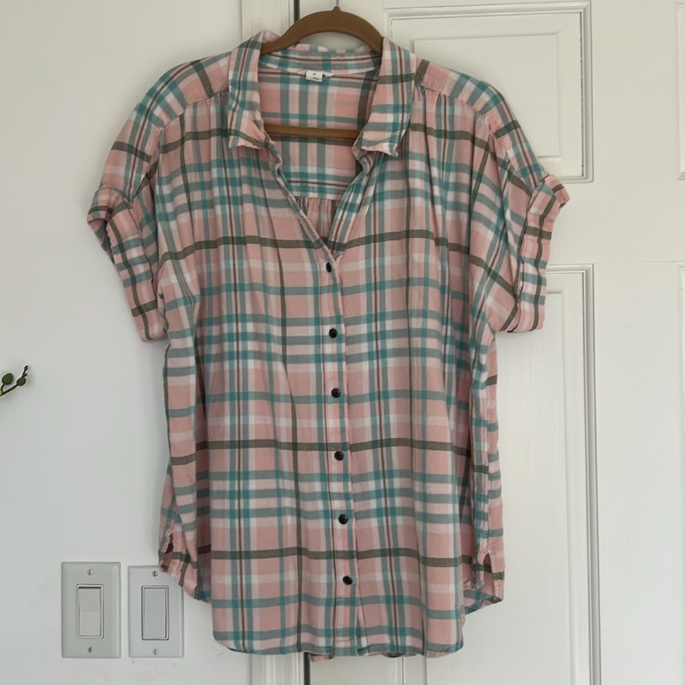 Caslon Pastel Plaid Linen Button Down Shirt